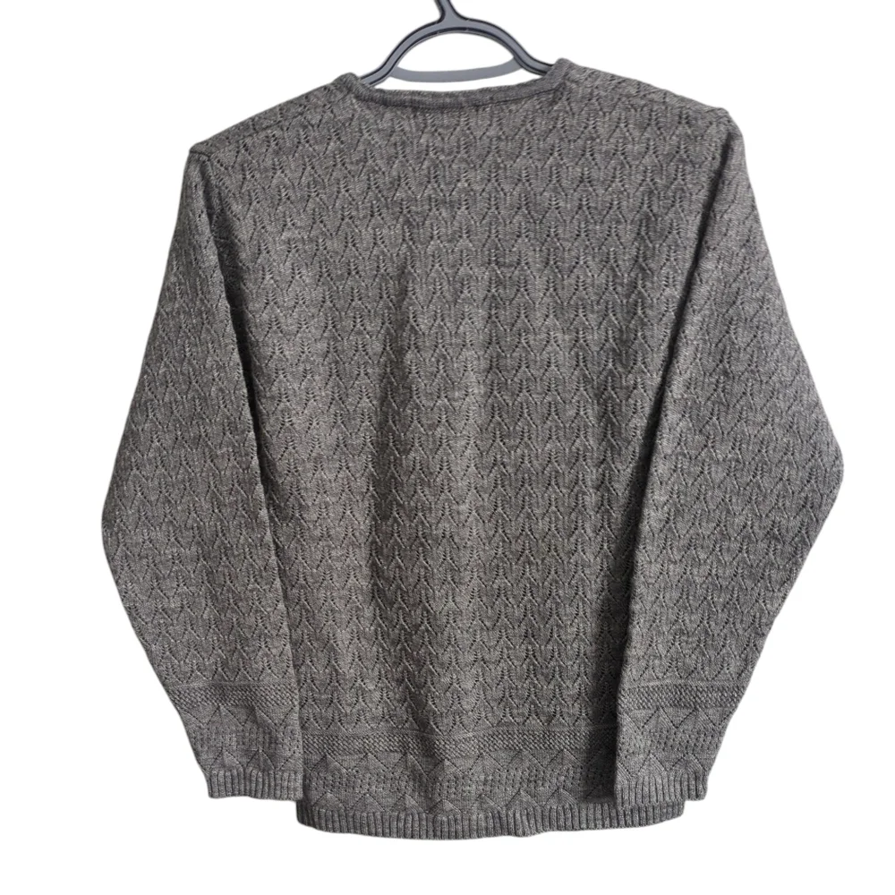 Volga Grey Button Down Pointelle Knit Cardigan Size‎ Medium - Picture 2 of 8